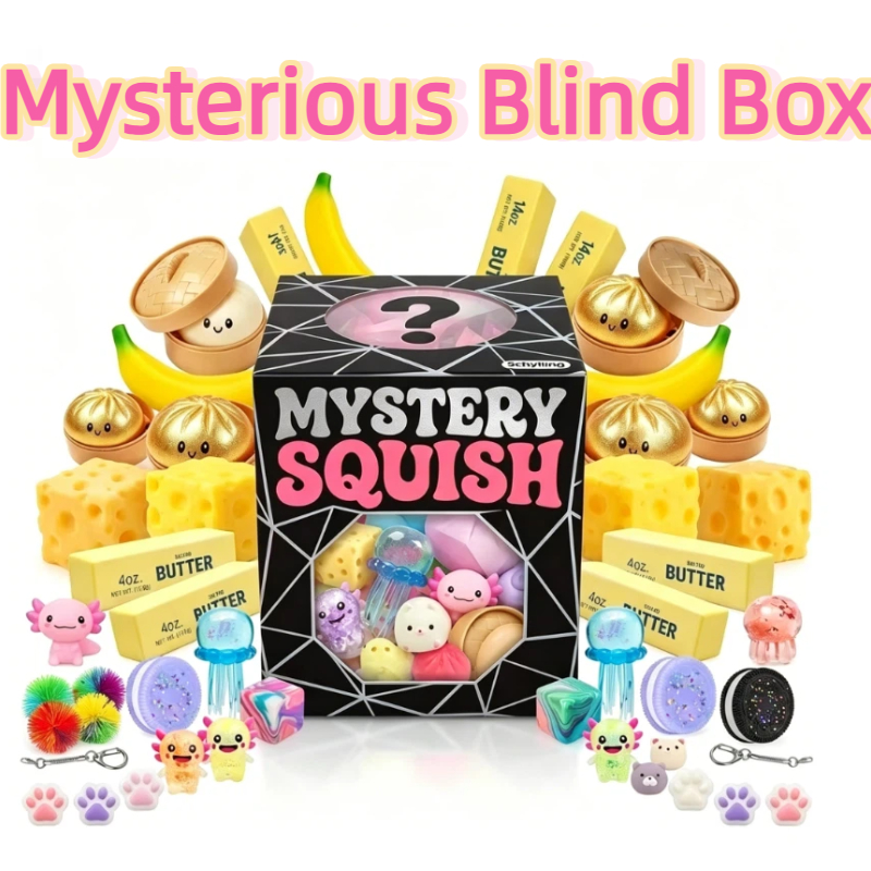 Mystery Box Blind Bag - 100種類のスクイーズフィギュア入りブラインドボックスおもちゃ、キュートなフィギュア、ストレス解消感覚玩具、誕生日サプライズパーティーギフト