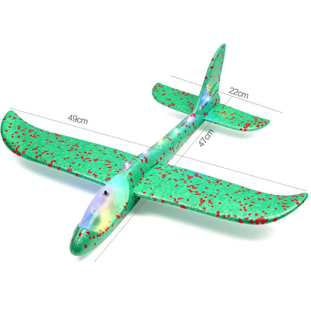 Model Airplane Plastic - 大型フォームグライダー飛行機 Eppフォーム素材 超軽量慣性フォーム飛行機 LEDライト付き模型飛行機 手投げ飛行機