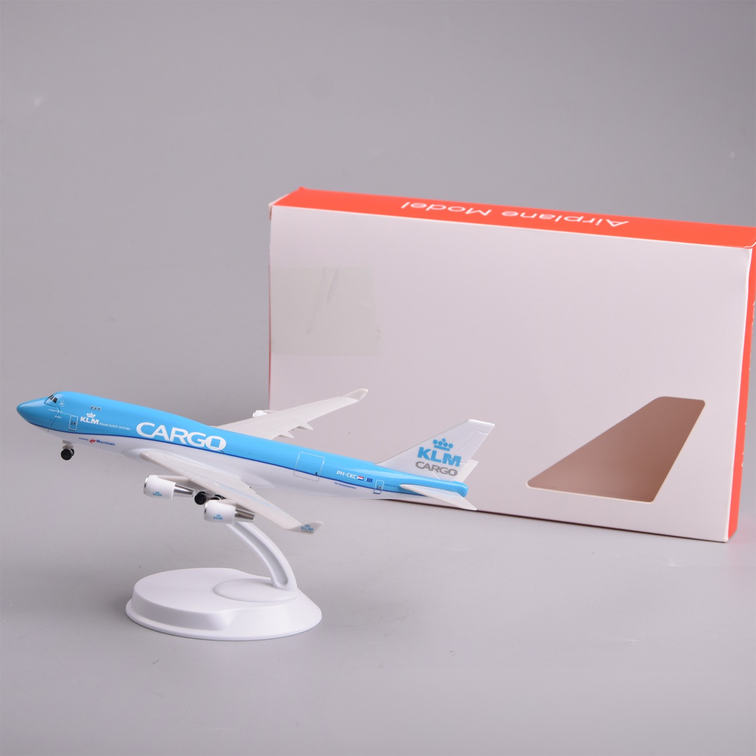 Model Airplane Plastic - 20cmミニチュア飛行機KLM B747貨物機モデルキット、キャビンドア開閉可能、大人向け航空記念品ギフトまたは飛行機おもちゃ