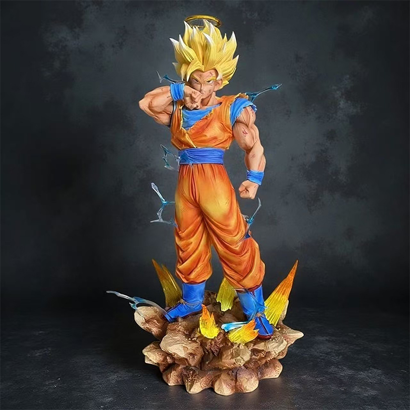 Action Figure Stand - ドラゴンボールZ 孫悟空 超サイヤ人2 フィギュア LED台座付き PVC製アクションフィギュア