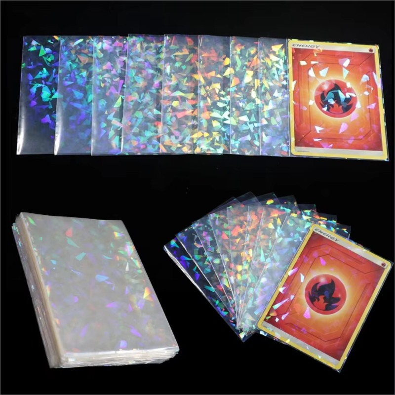 Card Penny Sleeve - シャッターエフェクトレインボーレーザーカードスリーブ 66*91mm 透明トレーディングカードプロテクター スポーツ＆ゲームコレクタブルカード収納用