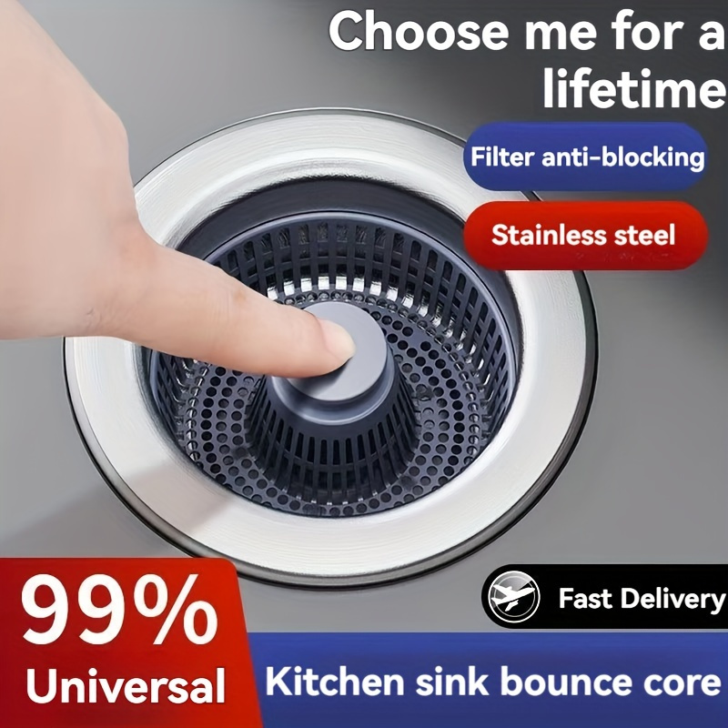 Pop Display Shelf - 3 in 1 キッチンシンク排水口ストレーナーとストッパーコンボ、ステンレス製ポップアップキッチンシンクストッパー、スタンド用シンク排水口ストレーナー
