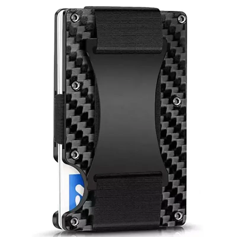 Card Top Loader - RFIDビジネスカードホルダー カーボンファイバーカードホルダー 財布 メンズ レディース スリム