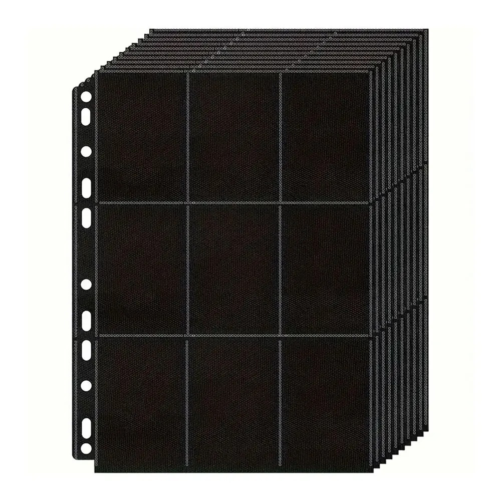 Trading Card Binder - 10パック ブラック 9ポケット A4 トレーディングカードバインダーページ収納ウォレット -