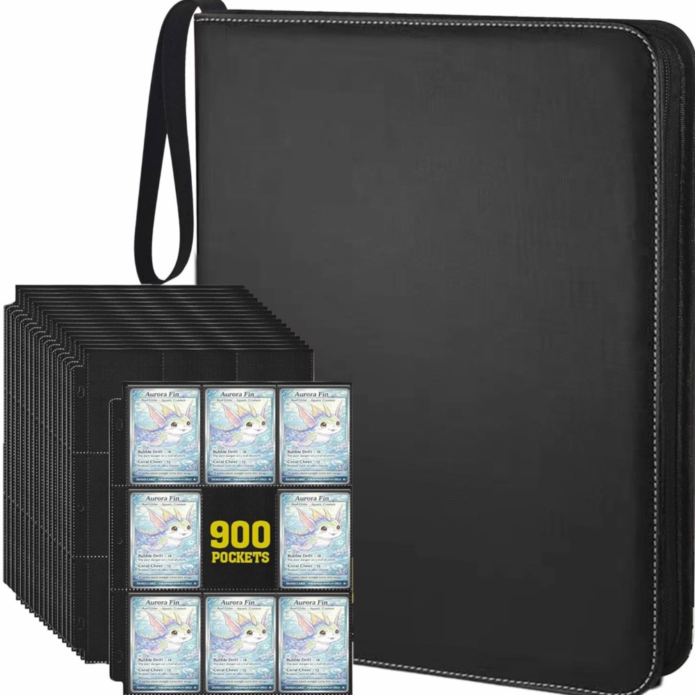 Pokemon Binder Card - 900ポケットカードバインダーアルバム、50枚の9ポケット両面ジップトレーディングカードホルダー、TCG、MTG、スポーツゲーム、ポケモンカード用