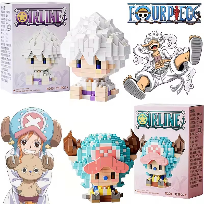 ワンピースアニメ太陽神ニカ・ルフィ・チョッパー・エース・バギ - Building Block Mini のレビューと価格
