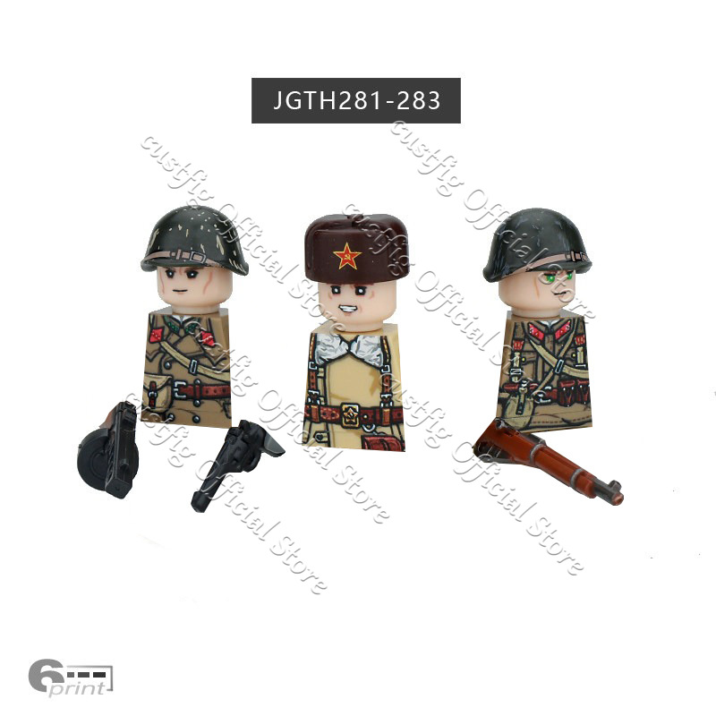 MOC 軍事ソビエト兵士フィギュアビルディングブロック赤軍歩 - Lego Minifigure Holder のレビューと価格