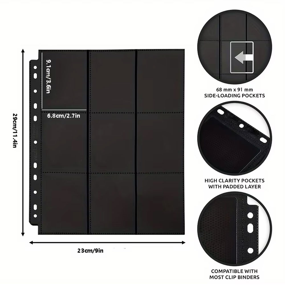 ブラック取引カードバインダーページ、収納ウォレット、両面、1 - Trading Card Binder のレビューと価格
